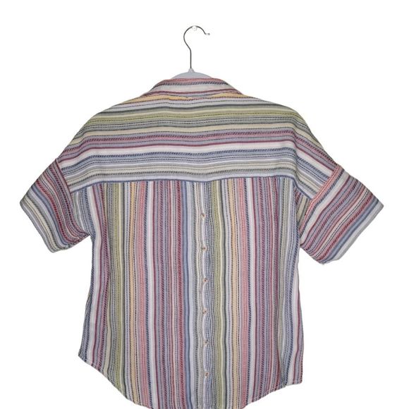 Anthropology Pilcro Augusta Women's Rainbow Striped Oversized Boho Tunic Size S - Picture 2 of 12